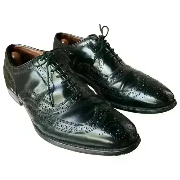 Allen Edmonds McAllister Men 9.5 Black Brogue Wingtip Oxford Dress Shoes